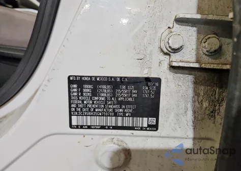 2016 Honda Hr-V Lx z USA, uszkodzony, nr VIN 3CZRU6H35GM759788